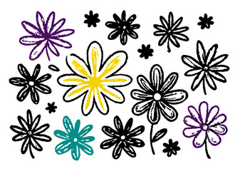 Hand-Drawn Flower Illustrations: Colorful Daisy Sketches