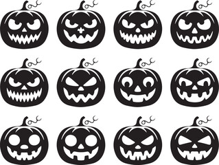 Spooky Halloween Pumpkin Pattern on White Background