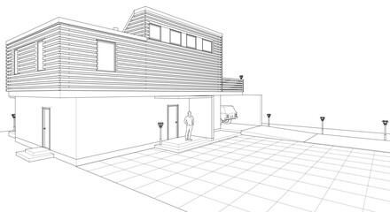 modern residential architecture 3d illustration