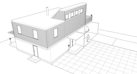 modern residential architecture 3d illustration