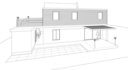 modern residential architecture 3d illustration