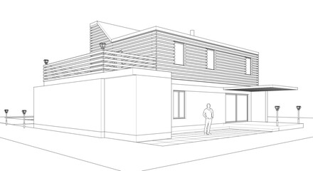 modern residential architecture 3d illustration