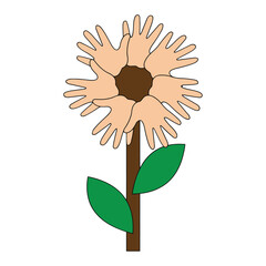 Creative flower made of open hands representing unity and teamwork