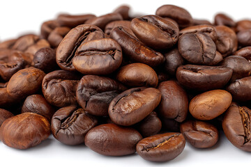 Naklejka premium Rich dark roasted coffee beans piled high dark brown light brown