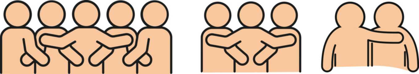 Group of people hugging each other showing friendship and support