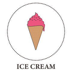 Realistic ice cream cone on white background - Vector illustration