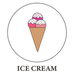 Realistic ice cream cone on white background - Vector illustration