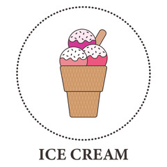 Realistic ice cream cone on white background - Vector illustration