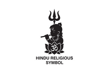 hindu religious symbol silhouette vector art illustration on white background