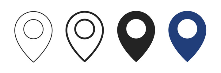 Location Pin Icons – Editable Stroke Map Marker Set. Vector