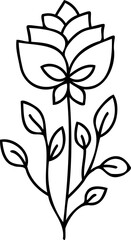 Line art hand drawn flower illustration