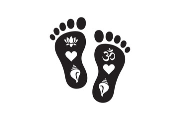 krishna footprint silhouette vector art illustration on white background