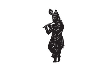 Fototapeta premium krishna idol silhouette vector art illustration on white background
