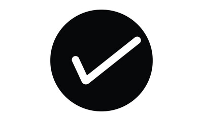 simple white check mark on black circle symbol vector.