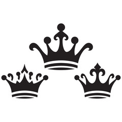 Elegant Black Crown Designs Royalty, Heraldic, and Regal Vector Illustrations