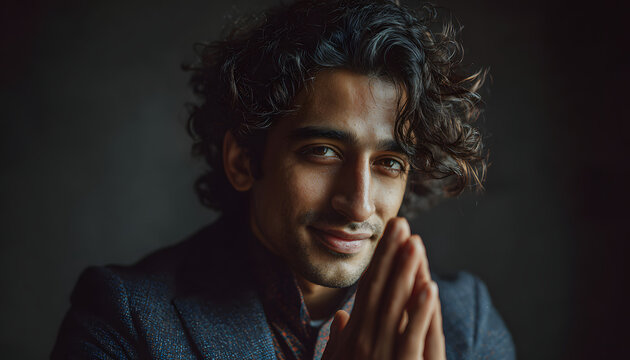 Lord Krishna Portrait against a dark sky