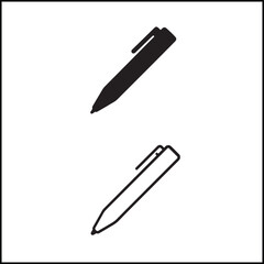 Ballpoint Pen Icon Flat and Outline Vector