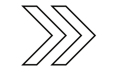 simple double black outline chevron arrow pointing right symbol.