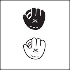 Obraz premium Baseball Glove Icon Flat Outline Vector