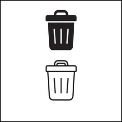 Bin Icon Flat and Outline Vector