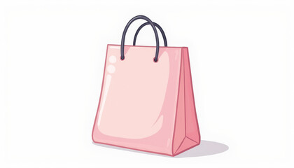 front facing plastic icon of shopping bag with thick sides, minimalist cartoon render, isolated clean white background.