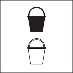 Bucket Icon Flat and Outline Vector