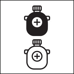 Canteen Icon Flat and Outline Vector