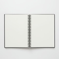 Open blank spiral notebook on white background, great for journaling themes, sketchbook mockups, note-taking visuals, or educational and writing-related content