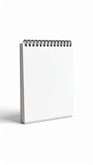 Blank white spiral notebook for notes and reminders isolated on a clean white background providing space for text and design elements
