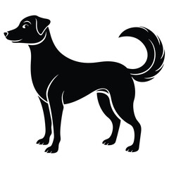 Elegant Silhouette of a Canine Companion A Striking Vector Illustration of a Graceful Dog in Profile With a Curled Tail
