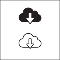 Download Cloud Icon Flat Outline Vector