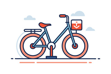 Fototapeta premium mono line vector icon bicycle sharing transport