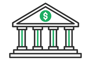 mono line vector icon bank building finance