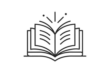mono line icon open book education reading