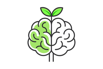 mono line vector icon brain with connections