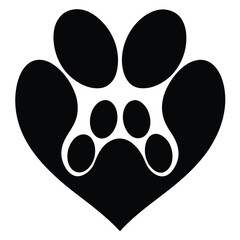 Obraz premium Paw Print in Heart Shape a Symbol of Pet Love Animal Shelter Adoption and Veterinary Care or Appreciation for Companion Animals