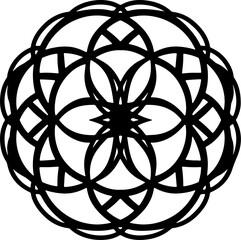 black and white abstract shape mandala