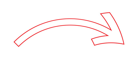 simple red outline curve arrow symbol design.