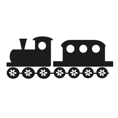 Black train illustration with copy space for children's design