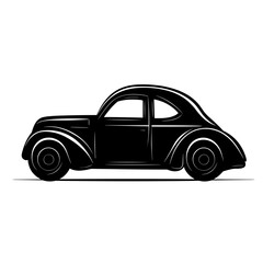 Black vintage car silhouette with copy space for retro design
