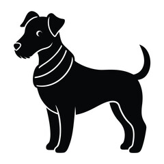 Stylized Silhouette of a Jack Russell Terrier with Distinct Neck Markings Standing Confidently on a White Background with Defined Features