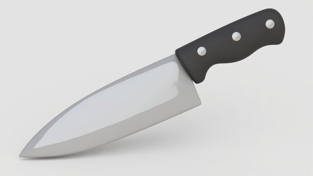 kitchen knife, chef&rsquo;s knife, stainless blade, sharp edge, cutting tool, 3D knife, wooden handle, kitchenware