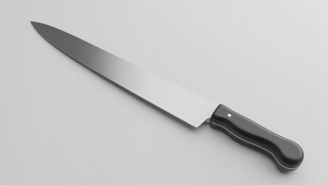 kitchen knife, chef&rsquo;s knife, stainless blade, sharp edge, cutting tool, 3D knife, wooden handle, kitchenware
