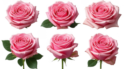 A Stunning Collection of Exquisite Pink Roses in Unique Arrangements for Elegant Floral Design and Home Decoration, isolated on a transparent background