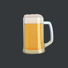 Large mug of fresh light foamy beer - Vector illustration