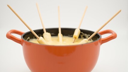 cheese fondue, fondue pot, dipping sticks, melted cheese, hot soup, creamy soup, bowl of soup, 3D food, comfort food, steaming soup, soup pot