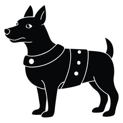 Stylized Silhouette of a Dog with Harness Standing Proudly Simple Vector Art for Dog Lovers and Pet Enthusiasts