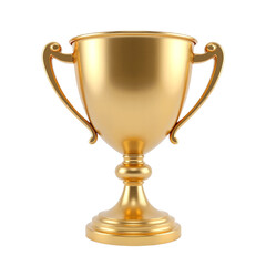 Realistic gold trophy cup for sports achievements, award ceremony visuals, and motivational posters. Transparent Background, Cutout, PNG
