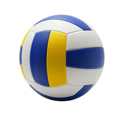 Professional volleyball ball in blue, yellow and white for team sport visuals, workout posters and...