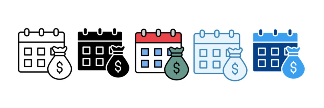 Fiscal Year  Icon Set Multiple Style Collection